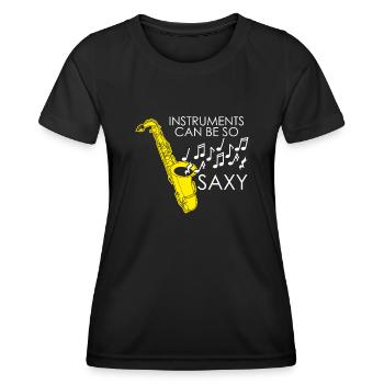 Saxophon Musik Saxy Jazz Saxophonist - Frauen Funktions-T-Shirt - Schwarz - Vorne - AI Model Female 172 light (172cm)