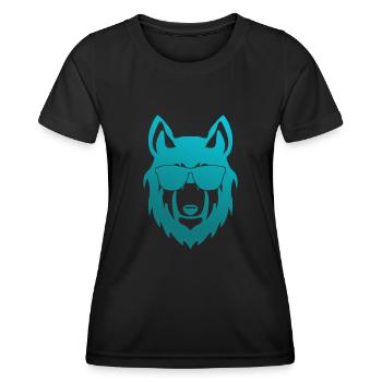 Loup avec des lunettes de soleil - T-shirt sport Femme - noir - Devant - AI Model Female 172 light (172cm)