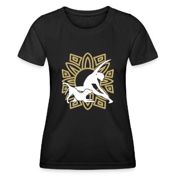 Chien Yoga Chien Méditation Yoga Exercice - T-shirt sport Femme - noir - Devant - AI Model Female 172 light (172cm)