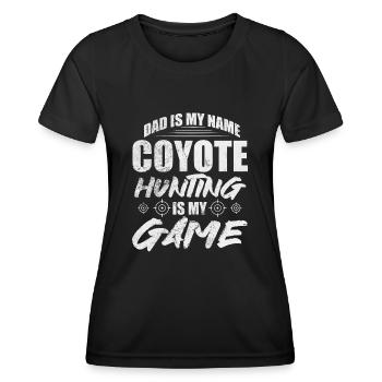 Papa est mon nom La chasse au coyote est mon gibier Coyote - T-shirt sport Femme - noir - Devant - AI Model Female 172 light (172cm)