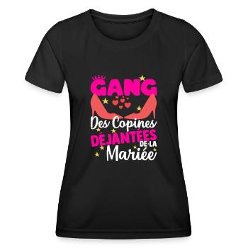 Gang Copines EVJF Enterrement Vie De Jeune Fille - T-shirt sport Femme - noir - Devant - AI Model Female 172 light (172cm)