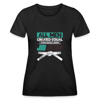 Tous les hommes créés égaux alors som | JiuJitsu brésilien - T-shirt sport Femme - noir - Devant - AI Model Female 172 light (172cm)