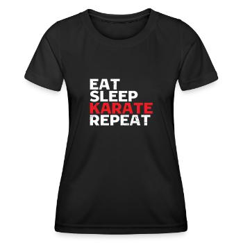 Eat Sleep Karate Repeat | Karate - Women's Functional T-Shirt - black - Front - AI Model Female 172 light (172cm)