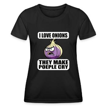 Ich Liebe Zwiebeln, Sie Bringen Die Leute zum - Frauen Funktions-T-Shirt - Schwarz - Vorne - AI Model Female 172 light (172cm)