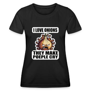 Ich Liebe Zwiebeln, Sie Bringen Die Leute zum - Frauen Funktions-T-Shirt - Schwarz - Vorne - AI Model Female 172 light (172cm)