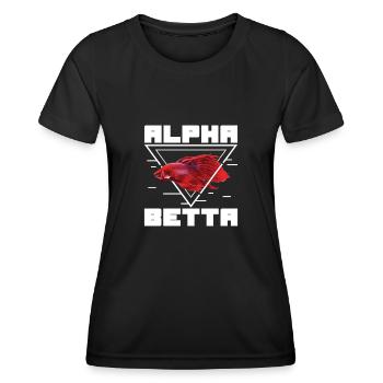 Drôle de poisson Alpha Red Betta pour un - T-shirt sport Femme - noir - Devant - AI Model Female 172 light (172cm)