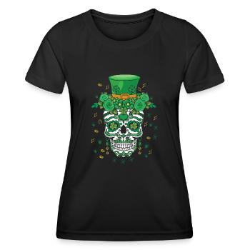 Dia de Los Muertos St Patty’s Day Fleur irlandaise - T-shirt sport Femme - noir - Devant - AI Model Female 172 light (172cm)