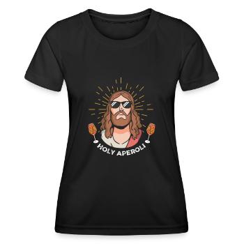 Jesus Christi Engel Holy Cocktail Jesus Saufshirt - Frauen Funktions-T-Shirt - Schwarz - Vorne - AI Model Female 172 light (172cm)