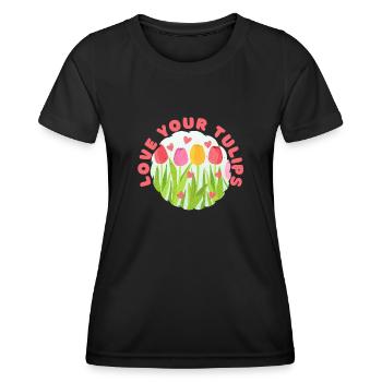 Tulpen Tulpen - Frauen Funktions-T-Shirt - Schwarz - Vorne - AI Model Female 172 light (172cm)