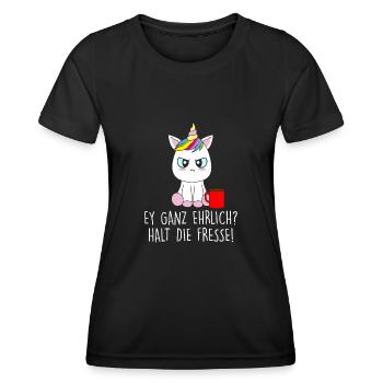 Ey ganz ehrlich? Halt die Fresse - Frauen Funktions-T-Shirt - Schwarz - Vorne - AI Model Female 172 light (172cm)
