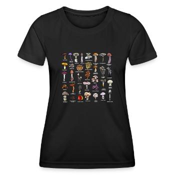Pilze mit Bezeichnung Pilzsammlung - Frauen Funktions-T-Shirt - Schwarz - Vorne - AI Model Female 172 light (172cm)
