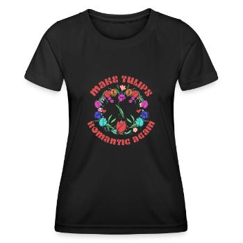 Tulpen Romantisch Tulpen - Frauen Funktions-T-Shirt - Schwarz - Vorne - AI Model Female 172 light (172cm)