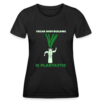 Vegan Bodybuilding Leek Vegan - Women's Functional T-Shirt - black - Front - AI Model Female 172 light (172cm)