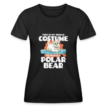 Ours blanc - T-shirt sport Femme - noir - Devant - AI Model Female 172 light (172cm)