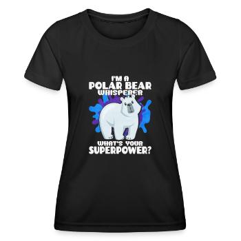 Ours blanc - T-shirt sport Femme - noir - Devant - AI Model Female 172 light (172cm)