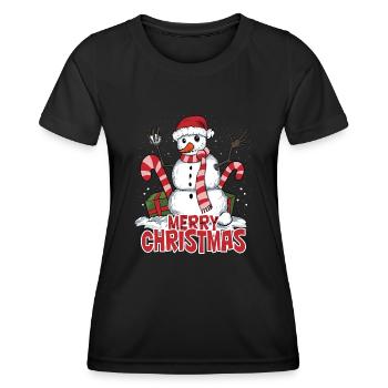 Bonhomme de neige joyeux Noël graphique amusant - T-shirt sport Femme - noir - Devant - AI Model Female 172 light (172cm)