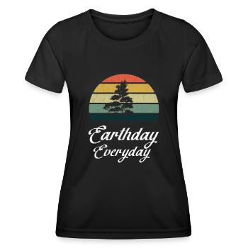 Planet Oceans Day Retro Vintage Earth Day - Frauen Funktions-T-Shirt - Schwarz - Vorne - AI Model Female 172 light (172cm)