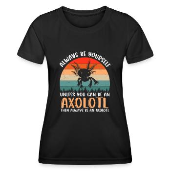 Salamandre amphibienne amphibie d’Axolotl - T-shirt sport Femme - noir - Devant - AI Model Female 172 light (172cm)