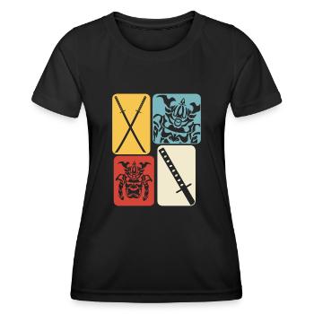 Katana Retro Ninja Sword Samouraï Sword - T-shirt sport Femme - noir - Devant - AI Model Female 172 light (172cm)