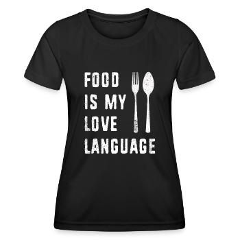 Essen ist meine Liebessprache - Frauen Funktions-T-Shirt - Schwarz - Vorne - AI Model Female 172 light (172cm)