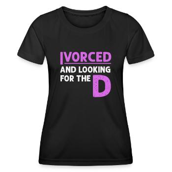 Ivorcé et à la recherche du t-shirt divorcé D - T-shirt sport Femme - noir - Devant - AI Model Female 172 light (172cm)