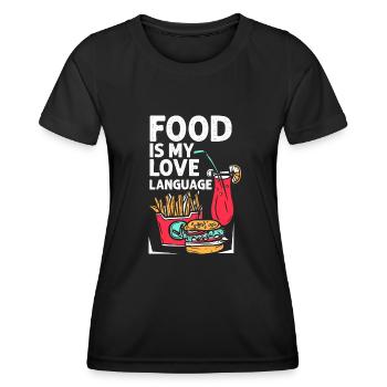 Essen ist meine Liebessprache - Frauen Funktions-T-Shirt - Schwarz - Vorne - AI Model Female 172 light (172cm)