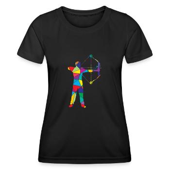 Low Poly Bowhunter Poly Bowhunting - T-shirt sport Femme - noir - Devant - AI Model Female 172 light (172cm)