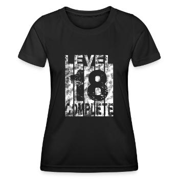 lustiges 18. Geburtstag Junge Mädchen Level 18 Jah - Frauen Funktions-T-Shirt - Schwarz - Vorne - AI Model Female 172 light (172cm)