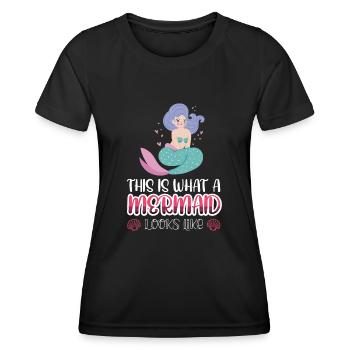 Voici à quoi ressemble une sirène - T-shirt sport Femme - noir - Devant - AI Model Female 172 light (172cm)