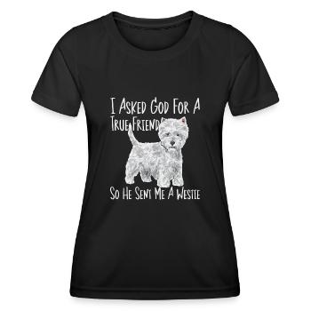 West Highland White Terrier Westie - Frauen Funktions-T-Shirt - Schwarz - Vorne - AI Model Female 172 light (172cm)