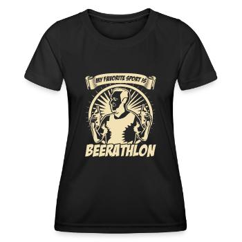 Boire de la bière - T-shirt sport Femme - noir - Devant - AI Model Female 172 light (172cm)