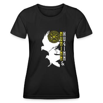 Rabe Vegvisir Wikinger Raben - Frauen Funktions-T-Shirt - Schwarz - Vorne - AI Model Female 172 light (172cm)