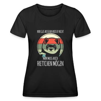 Frettchen - Frauen Funktions-T-Shirt - Schwarz - Vorne - AI Model Female 172 light (172cm)