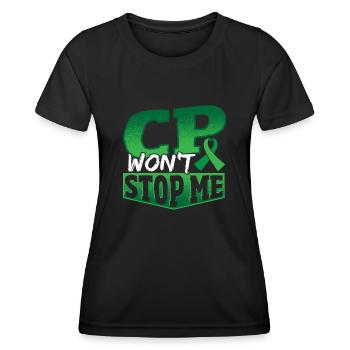 CP ne m’arrêtera pas Paralysie cérébrale Paralysie guerrière - T-shirt sport Femme - noir - Devant - AI Model Female 172 light (172cm)