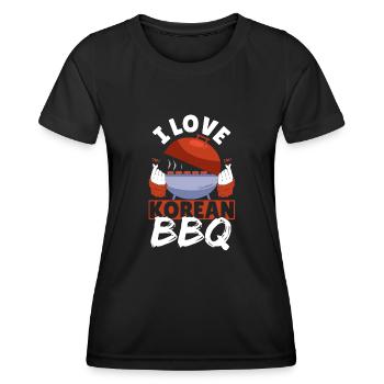 I Love Korean BBQ Traditional Asian Cuisine - Frauen Funktions-T-Shirt - Schwarz - Vorne - AI Model Female 172 light (172cm)