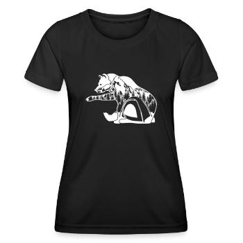 Wandern Zelten Outdoor Bär Trekking - Frauen Funktions-T-Shirt - Schwarz - Vorne - AI Model Female 172 light (172cm)
