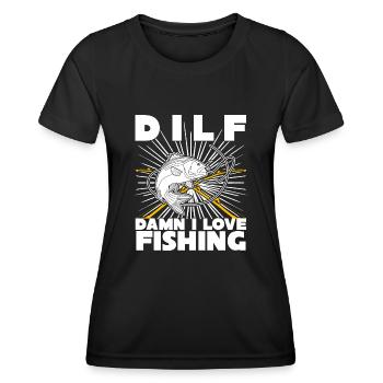 Pêcheur à la ligne Pêche Pêcheur Ange Pêche - T-shirt sport Femme - noir - Devant - AI Model Female 172 light (172cm)