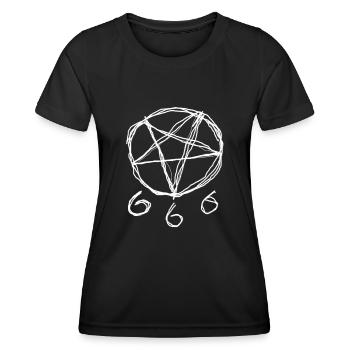 Pentagramme dessiné à la main avec 666, Satan - T-shirt sport Femme - noir - Devant - AI Model Female 172 light (172cm)