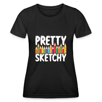 Pretty Sketchy pour artiste peintre - T-shirt sport Femme - noir - Devant - AI Model Female 172 light (172cm)