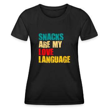 Snacks sind meine Liebessprache - Frauen Funktions-T-Shirt - Schwarz - Vorne - AI Model Female 172 light (172cm)