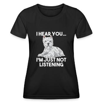 West Highland White Terrier Westie - Frauen Funktions-T-Shirt - Schwarz - Vorne - AI Model Female 172 light (172cm)