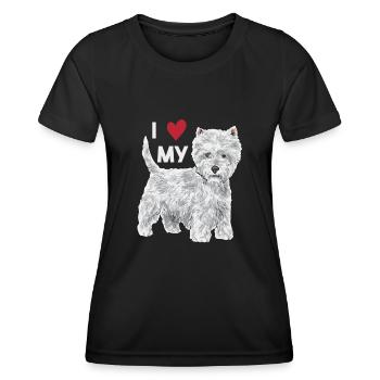 West Highland White Terrier Westie - Frauen Funktions-T-Shirt - Schwarz - Vorne - AI Model Female 172 light (172cm)