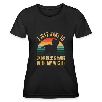 West Highland White Terrier Westie - Frauen Funktions-T-Shirt - Schwarz - Vorne - AI Model Female 172 light (172cm)