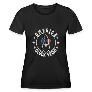 Cluck oui poulet 4 juillet verres t shirt garçons - T-shirt sport Femme - noir - Devant - AI Model Female 172 light (172cm)