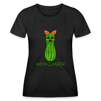 Gurken Katze Mewcumber Gurke - Frauen Funktions-T-Shirt - Schwarz - Vorne - AI Model Female 172 light (172cm)