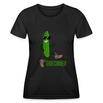 Gurke mit Schuhen Shoecumber Gurken - Frauen Funktions-T-Shirt - Schwarz - Vorne - AI Model Female 172 light (172cm)