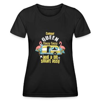 Camper Queen Classy Frech Und ein bisschen Smart Assy - Frauen Funktions-T-Shirt - Schwarz - Vorne - AI Model Female 172 light (172cm)