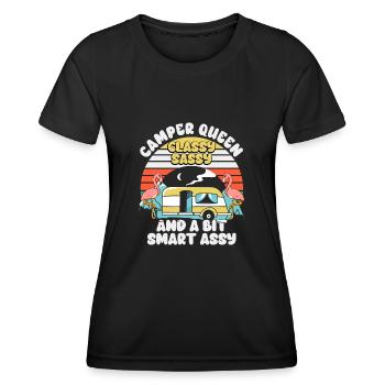 Camper Queen Classy Frech Und ein bisschen Smart Assy - Frauen Funktions-T-Shirt - Schwarz - Vorne - AI Model Female 172 light (172cm)