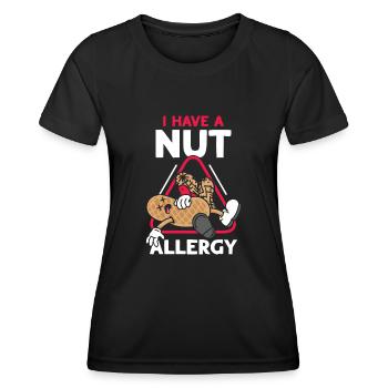J’ai une allergie aux noix aux arachides allergique aux arachides - T-shirt sport Femme - noir - Devant - AI Model Female 172 light (172cm)