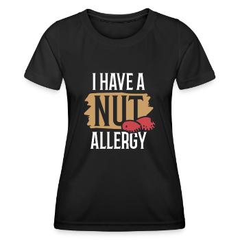 J’ai une allergie aux noix aux arachides allergique aux arachides - T-shirt sport Femme - noir - Devant - AI Model Female 172 light (172cm)